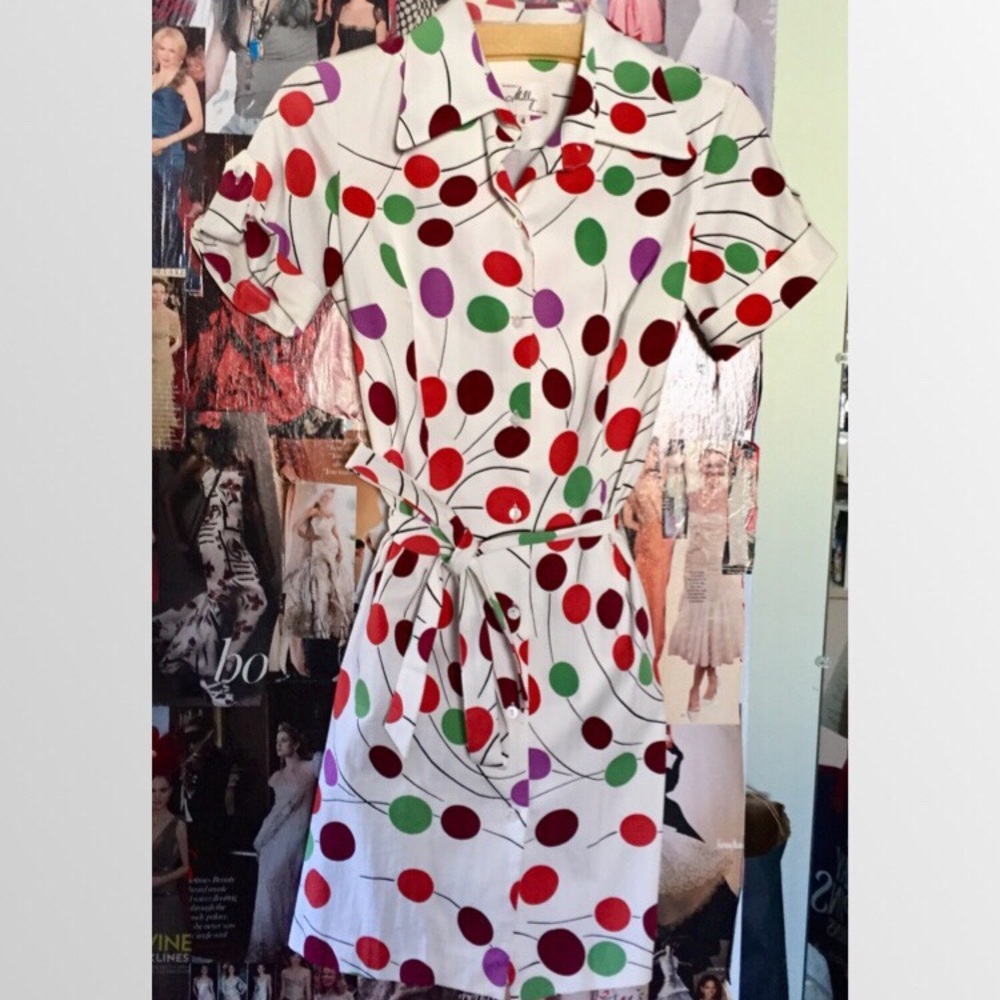 Milly polka dot white button down dress so cute 4